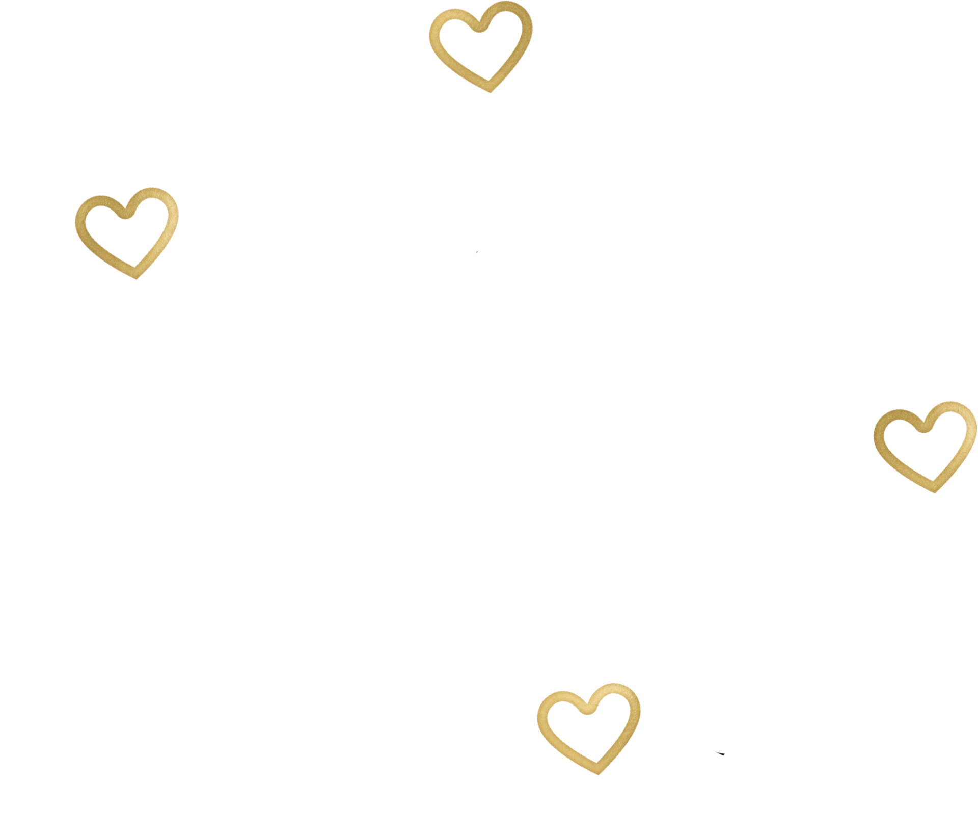 Gold Hearts unfilled background image that sits next to Kuba Image 
